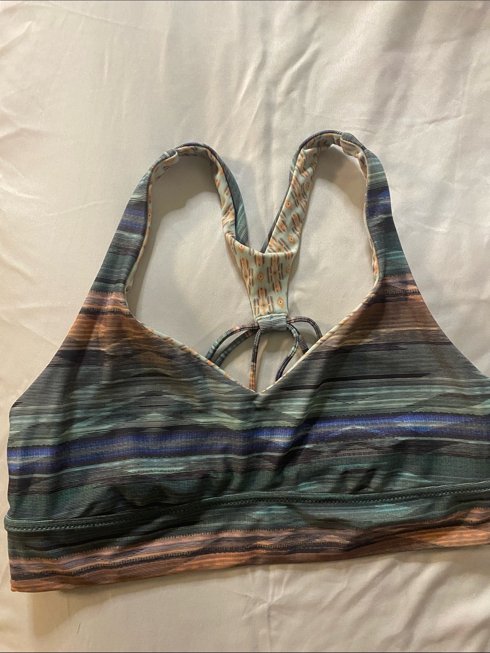 Striped Multicolor Racerback Bralette - Women Intimates Size M Reversible
